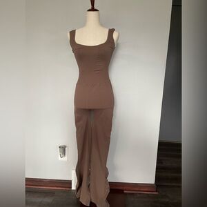 Free People Good Karma Flared Onesie in Mocha BNWOT